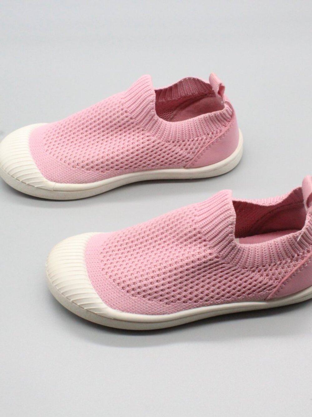 Cat & Jack Toddler Girls Knit Slip On Sneakers Size 11 Pink White Cap Toe Shoes